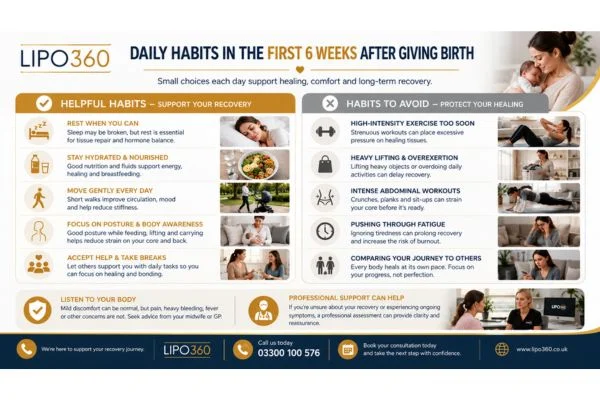 What to Do (and Avoid) in the First 6 Weeks After Giving Birth To Avoid Diastasis Recti 3 First 6 Weeks After Giving Birth To Avoid Diastasis Recti Milton Keynes : Daily Habits in the First 6 Weeks After Giving Birth