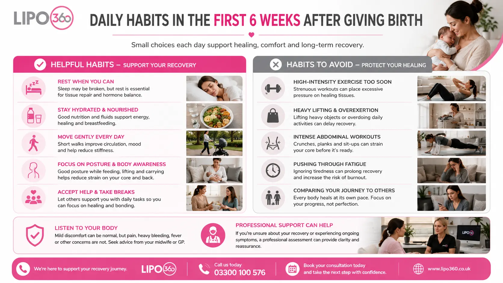What to Do (and Avoid) in the First 6 Weeks After Giving Birth To Avoid Diastasis Recti 3 First 6 Weeks After Giving Birth To Avoid Diastasis Recti Milton Keynes : Daily Habits in the First 6 Weeks After Giving Birth